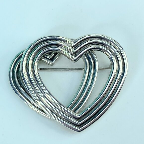 Rare Tiffany & Co Menard Hearts Brooch Pin Sterling Silver 19.6g JR553 - Picture 8 of 8